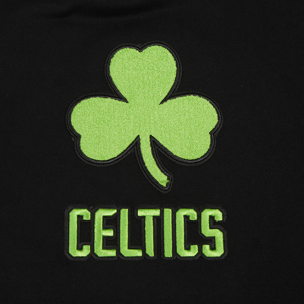 NBA BOSTON CELTICS CITY EDITION 24-25 WOMEN'S RIB FLEECE CROPPED PO HOODI (BLACK) - Image 6