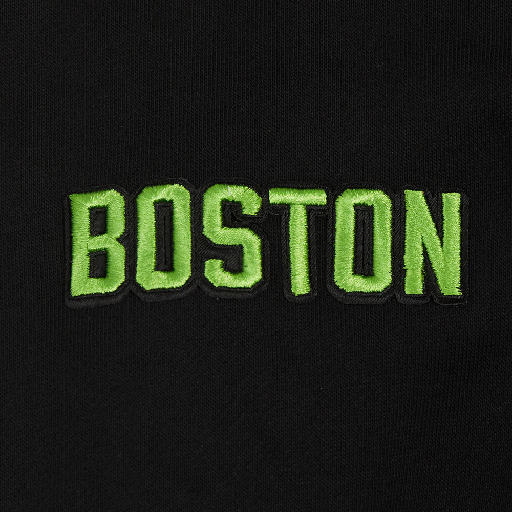 NBA BOSTON CELTICS CITY EDITION 24-25 WOMEN'S RIB FLEECE CROPPED PO HOODI (BLACK) - Image 7