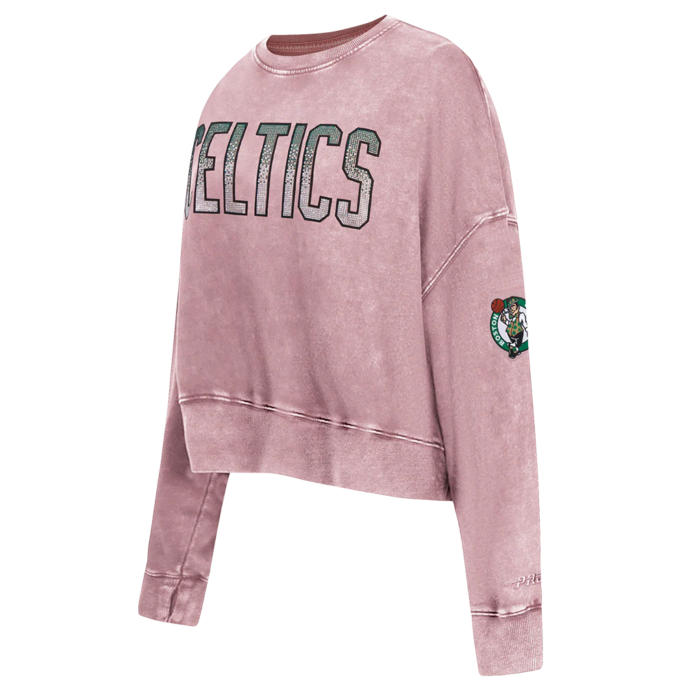 NBA BOSTON CELTICS WASHED JEWELS WOMEN'S CREWNECK SWEATSHIRT (WASHED MAUVE) - Image 3