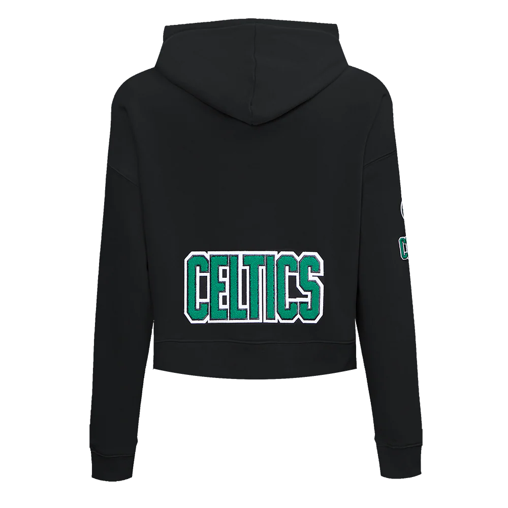NBA BOSTON CELTICS CLASSIC WOMEN'S CROPPED PULLOVER HOODIE (BLACK) - Image 5