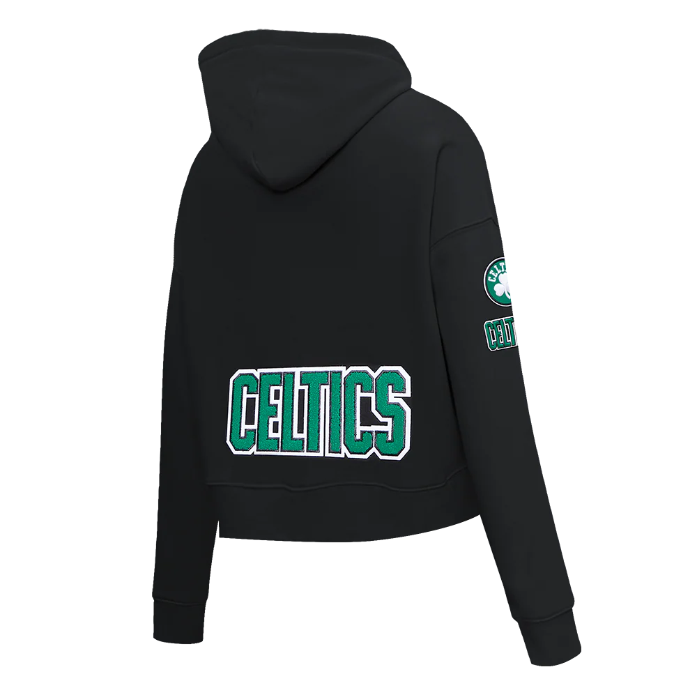 NBA BOSTON CELTICS CLASSIC WOMEN'S CROPPED PULLOVER HOODIE (BLACK) - Image 6
