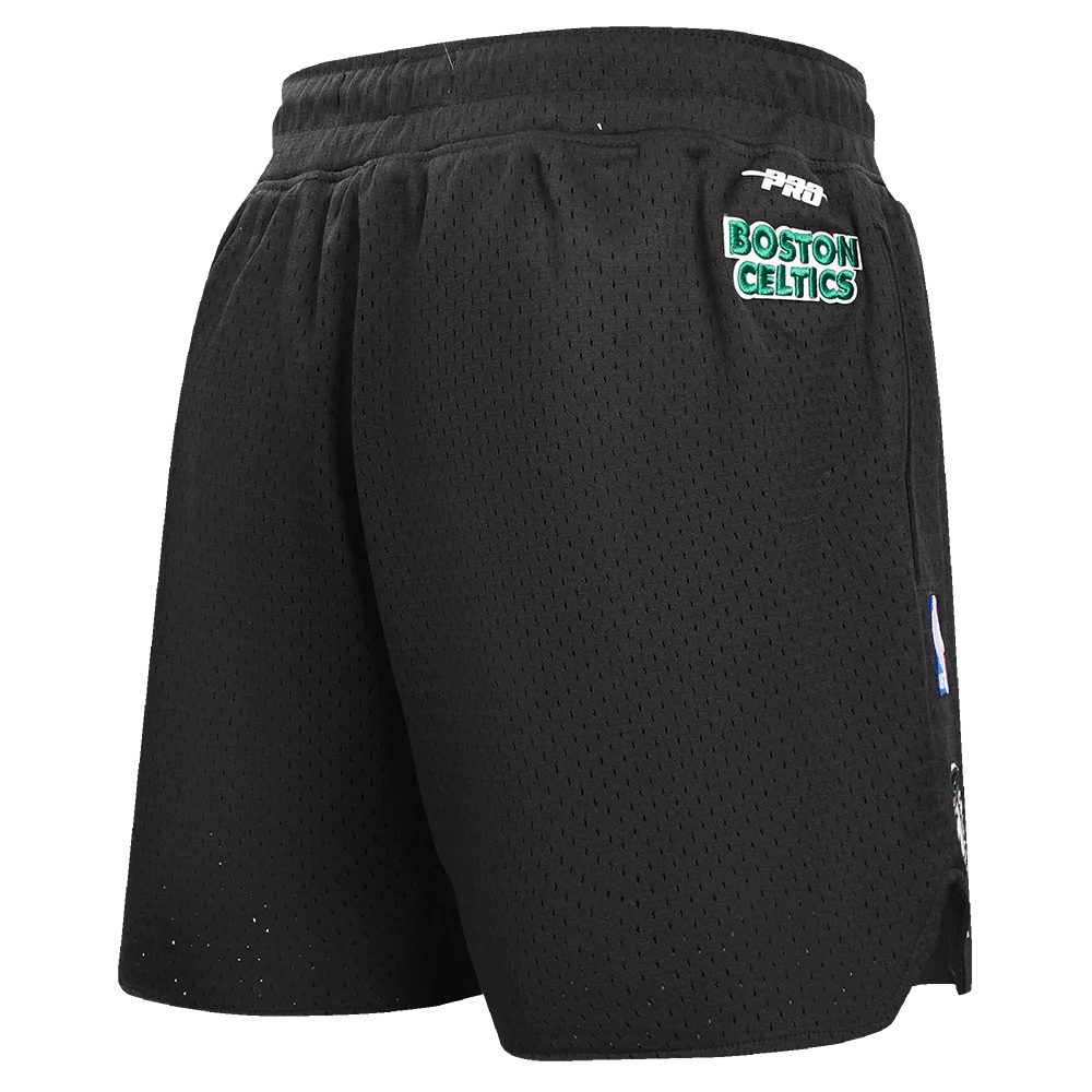 NBA BOSTON CELTICS SCRIPT TAIL WOMEN'S MESH SHORT (BLACK) - Image 4