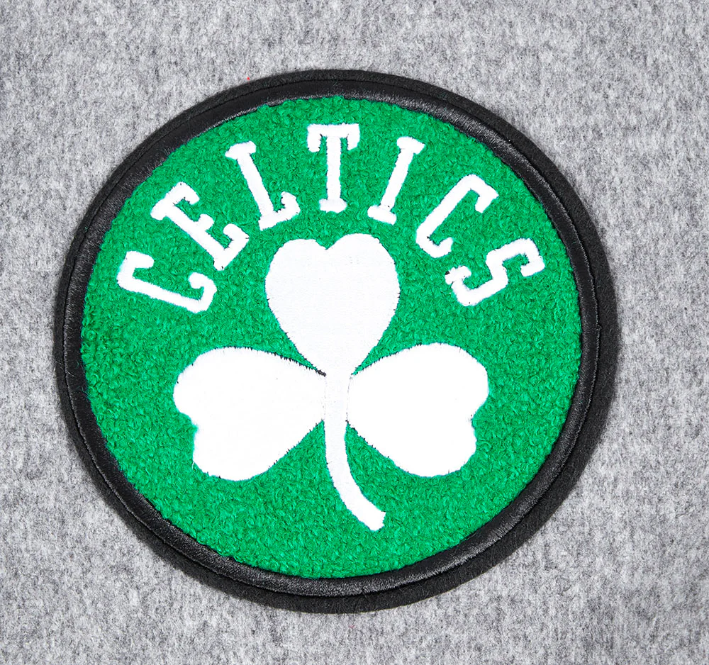 NBA BOSTON CELTICS CLASSIC WOMEN'S WOOL VARSITY JACKET (HEATHER GREY/WHITE) - Image 6