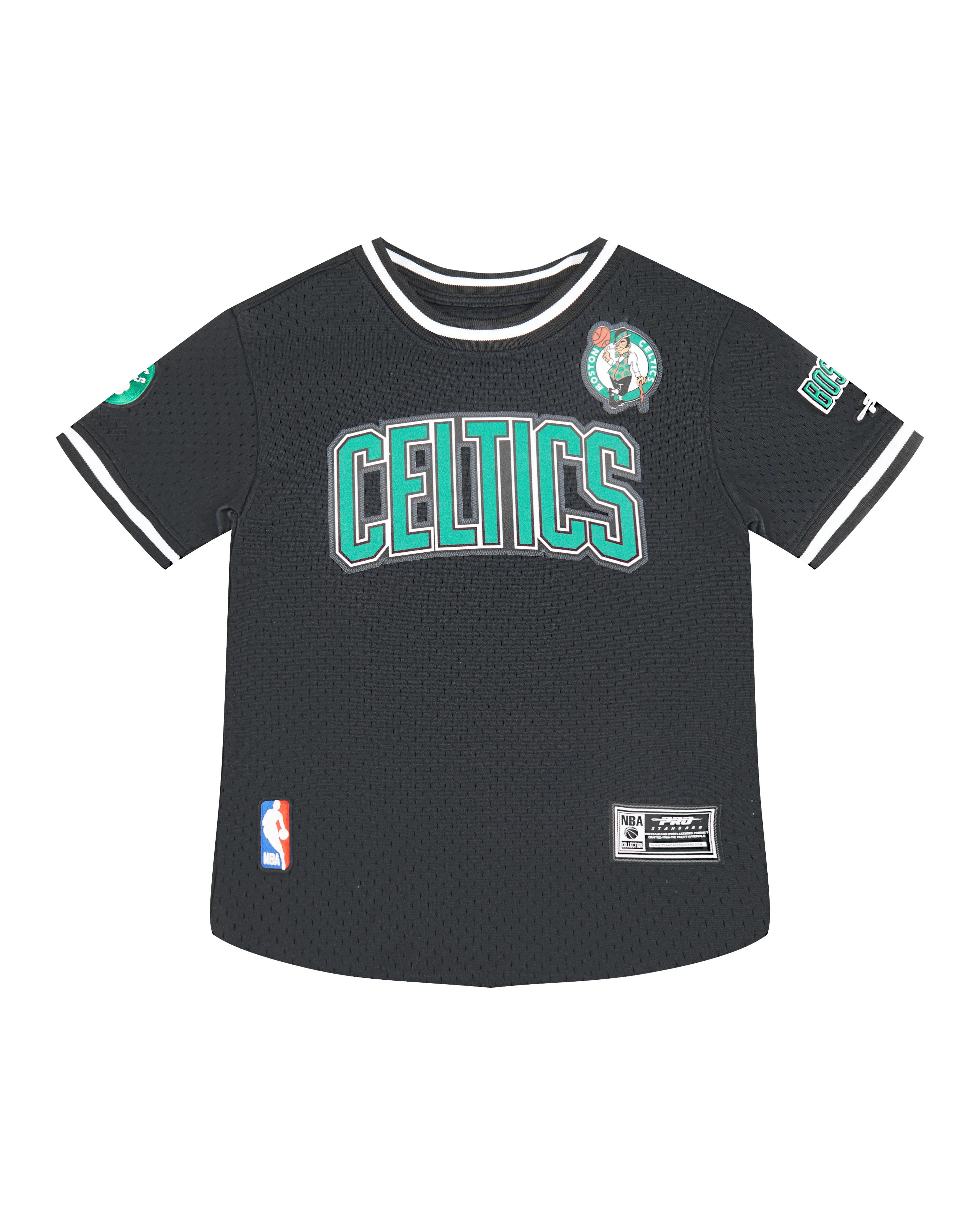 NBA BOSTON CELTICS CLASSIC LITTLE BOYS SHORT SLEEVE MESH TEE (BLACK) - Image 3