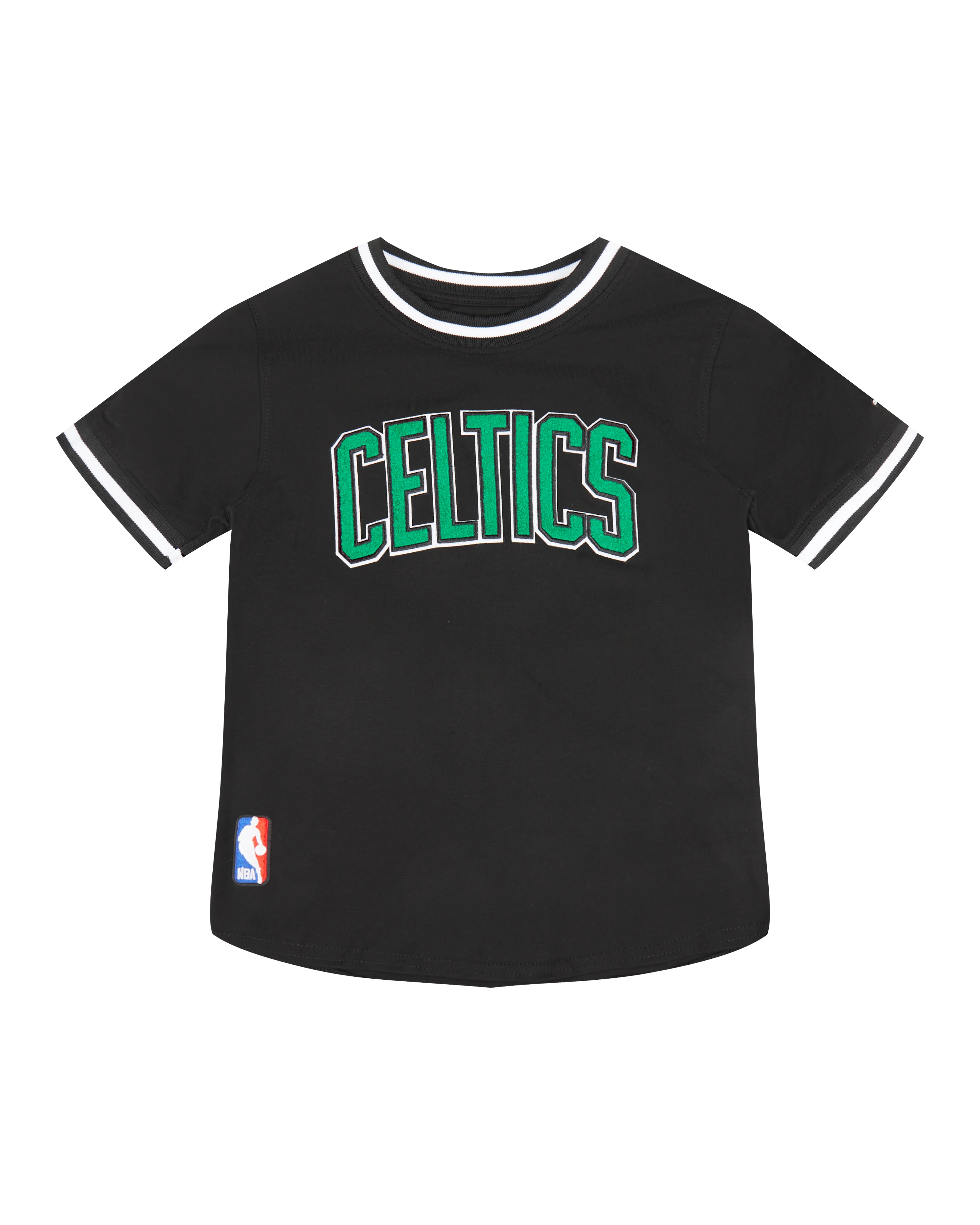 NBA BOSTON CELTICS CLASSIC LITTLE BOYS SHORT SLEEVE STRIPED RIB TEE (BLACK) - Image 3