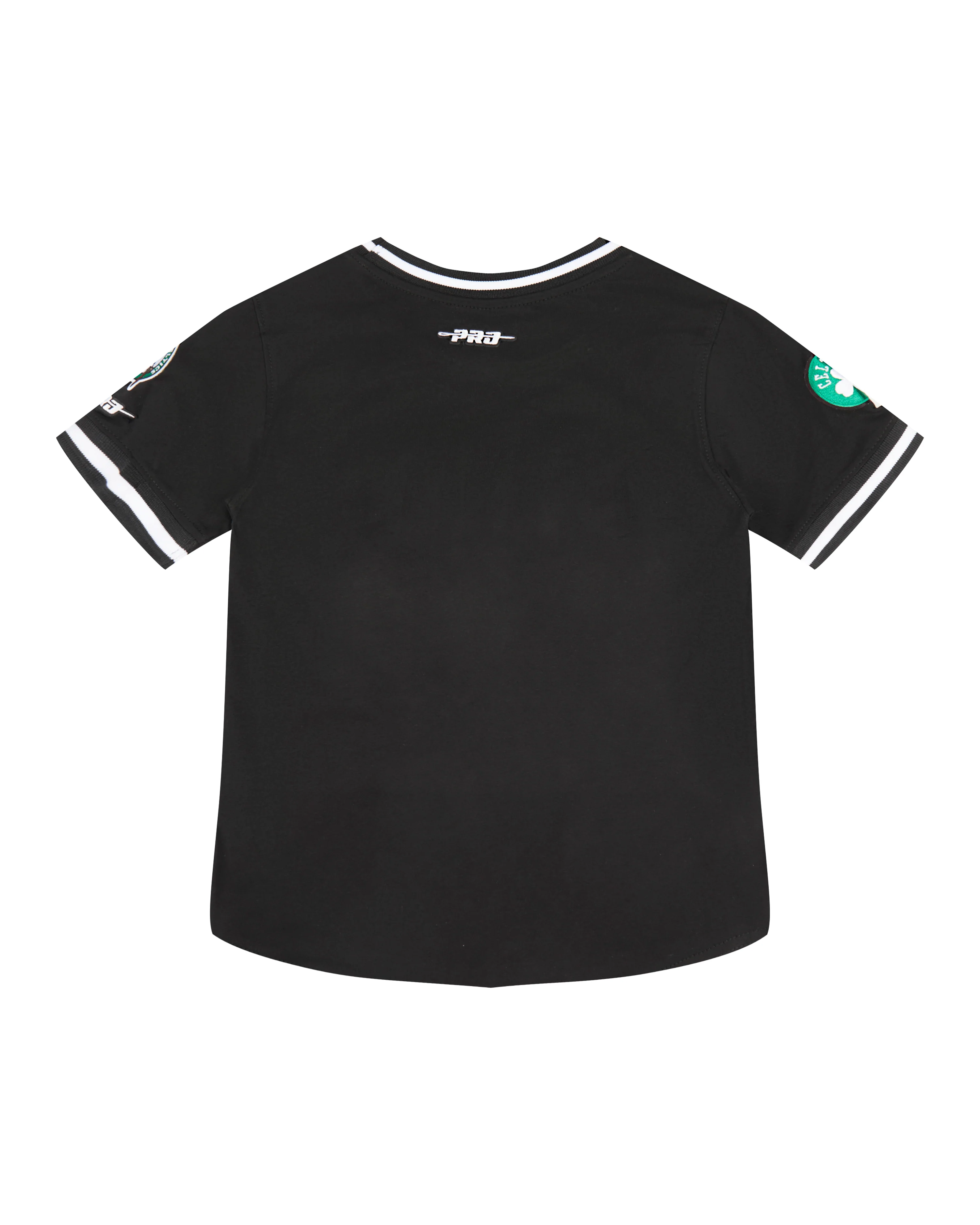 NBA BOSTON CELTICS CLASSIC LITTLE BOYS SHORT SLEEVE STRIPED RIB TEE (BLACK) - Image 4