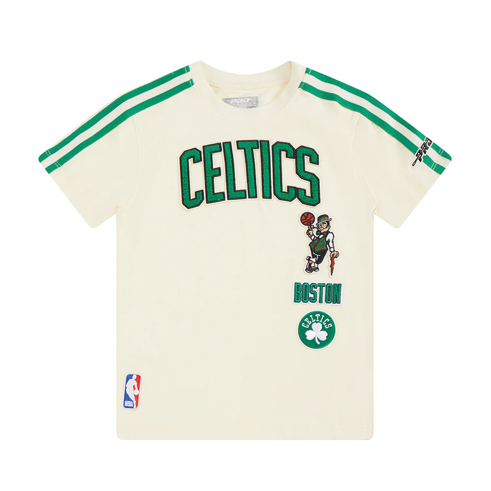 NBA BOSTON CELTICS RETRO CLASSIC LITTLE BOYS SHORT SLEEVE TAPING TEE (EGGSHELL/ KELLY GREEN) - Image 3