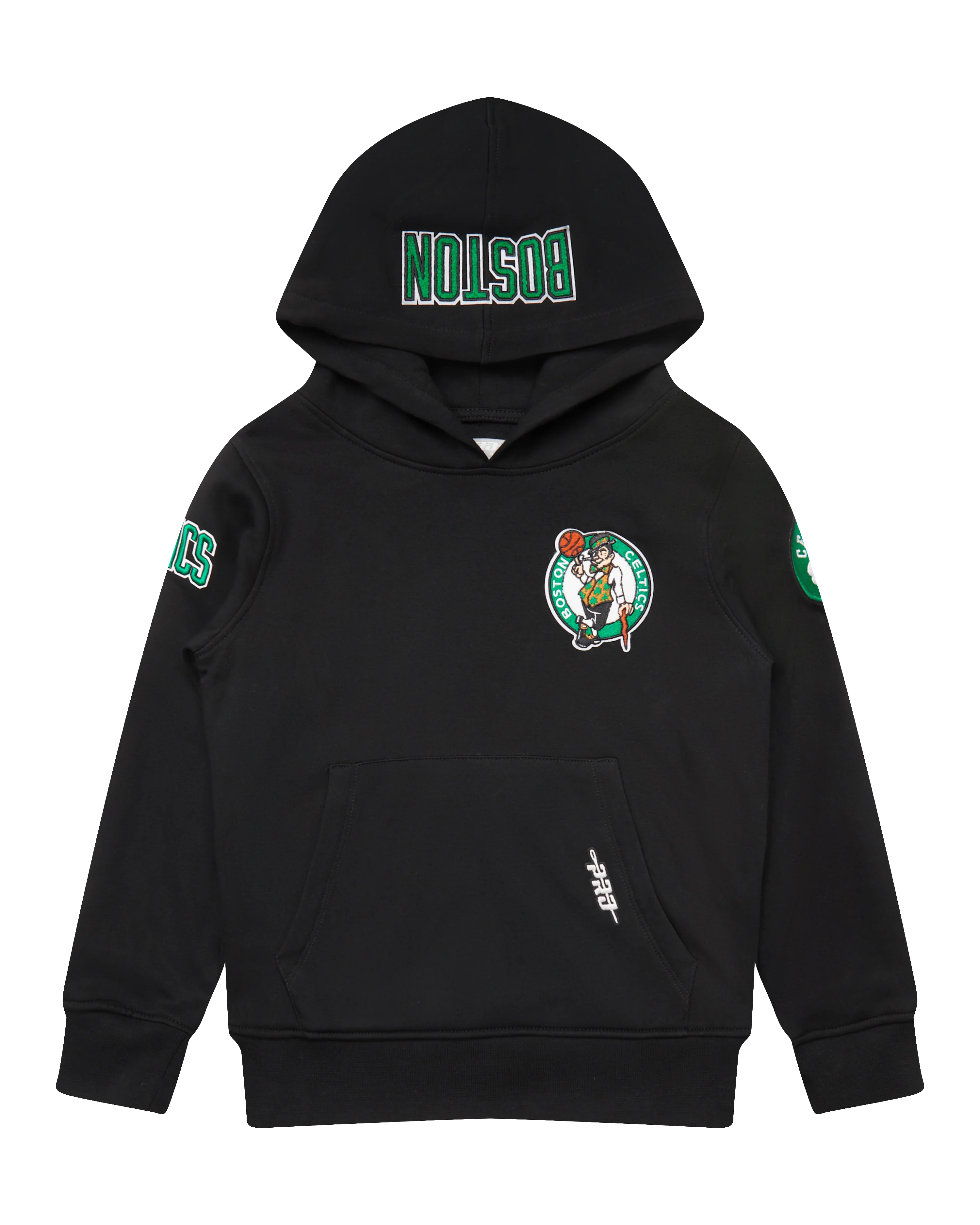 NBA BOSTON CELTICS CLASSIC LITTLE BOYS FLEECE PULLOVER HOODIE (BLACK) - Image 3