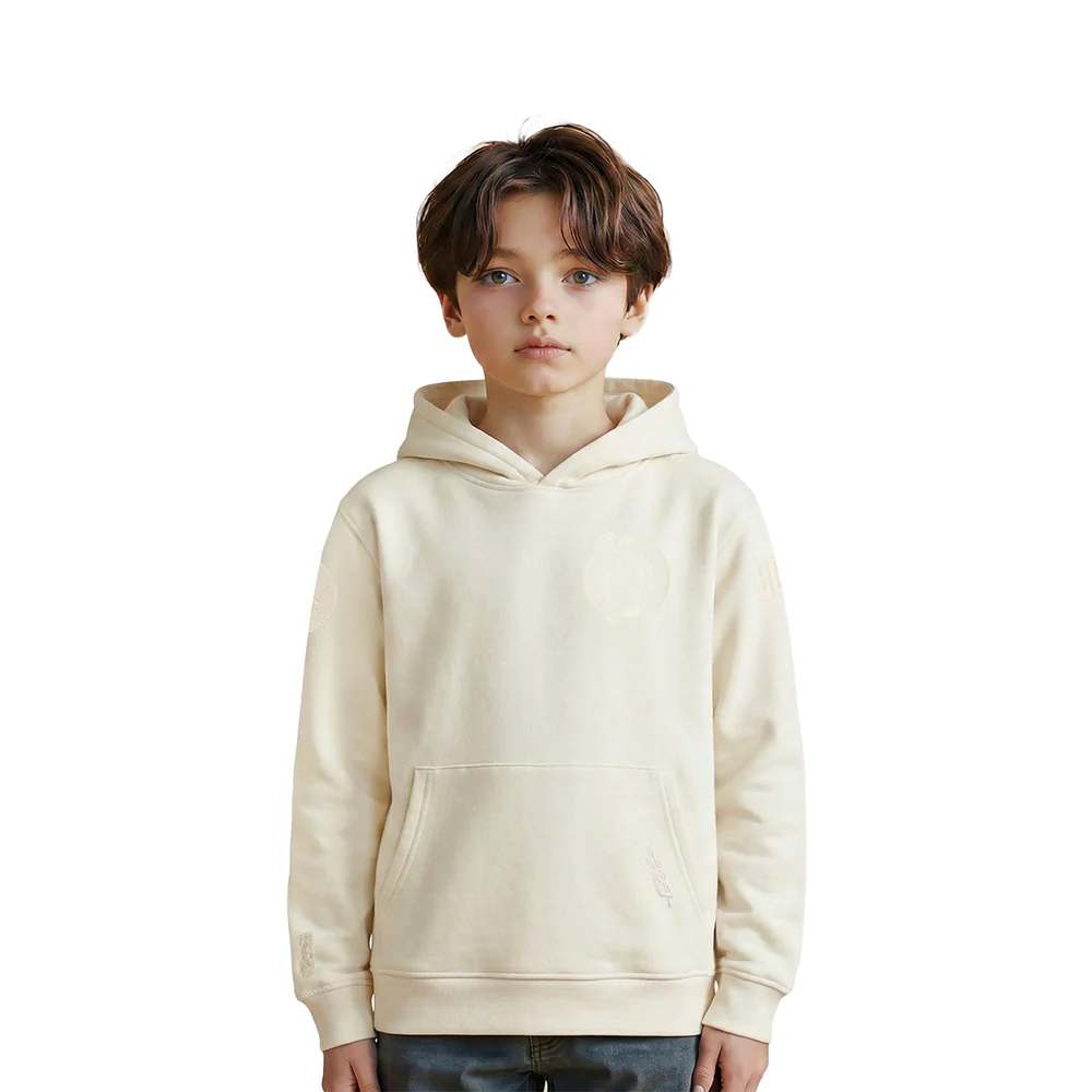 NBA BOSTON CELTICS NEUTRAL LITTLE BOYS FLEECE PULLOVER HOODIE (EGGSHELL)