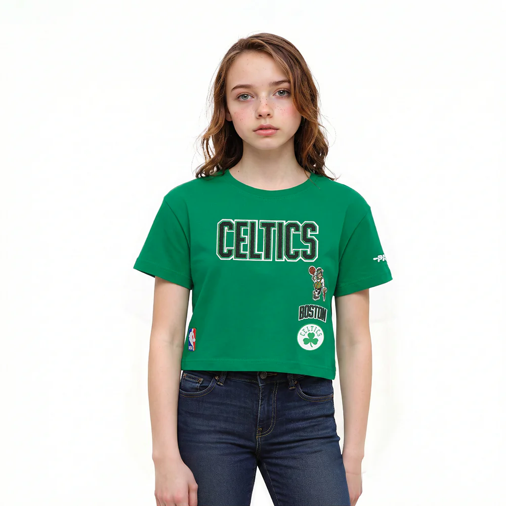 NBA BOSTON CELTICS RETRO CLASSIC LITTLE GIRLS SHORT SLEEVE BOXY TEE (KELLY GREEN)