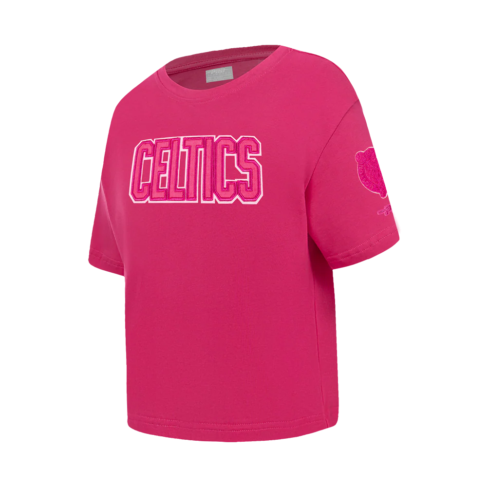 NBA BOSTON CELTICS TRIPLE PINK LITTLE GIRLS SHORT SLEEVE BOXY TEE (BEETROOT PURPLE) - Image 2