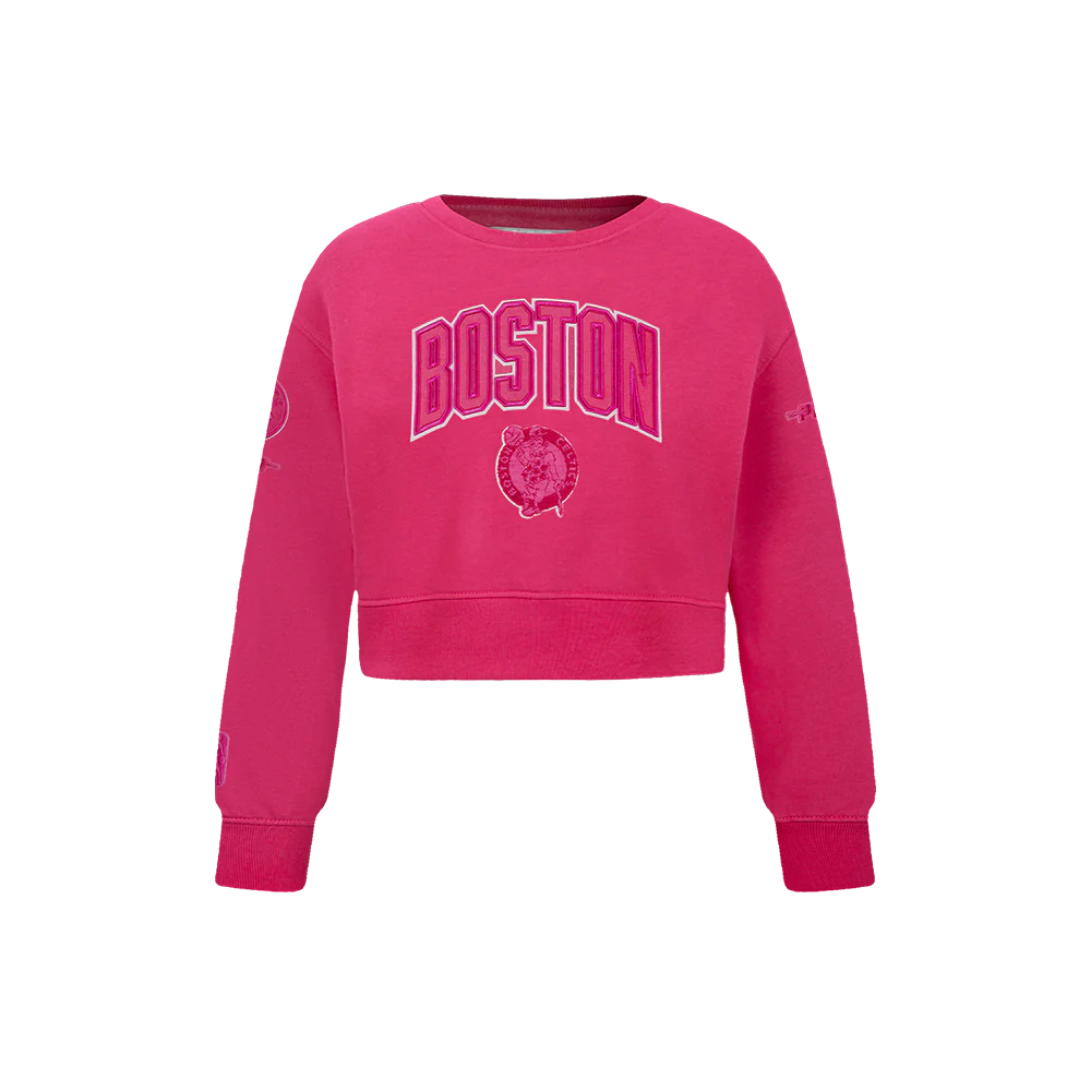 NBA BOSTON CELTICS TRIPLE PINK LITTLE GIRLS FLEECE CREWNECK (BEETROOT PURPLE)