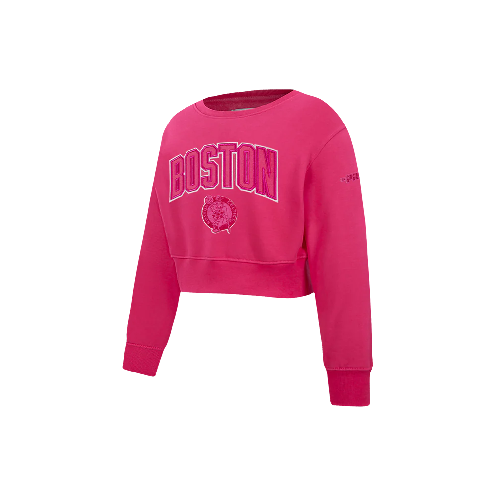 NBA BOSTON CELTICS TRIPLE PINK LITTLE GIRLS FLEECE CREWNECK (BEETROOT PURPLE) - Image 2