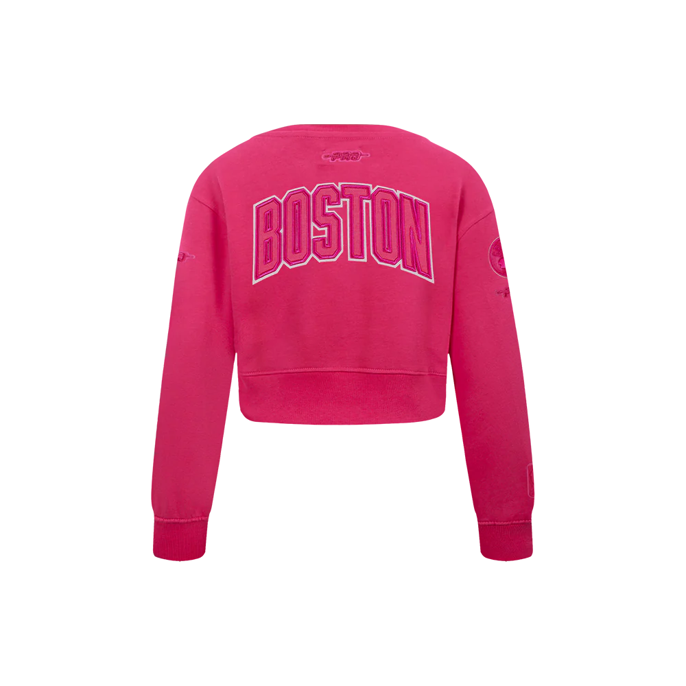 NBA BOSTON CELTICS TRIPLE PINK LITTLE GIRLS FLEECE CREWNECK (BEETROOT PURPLE) - Image 3