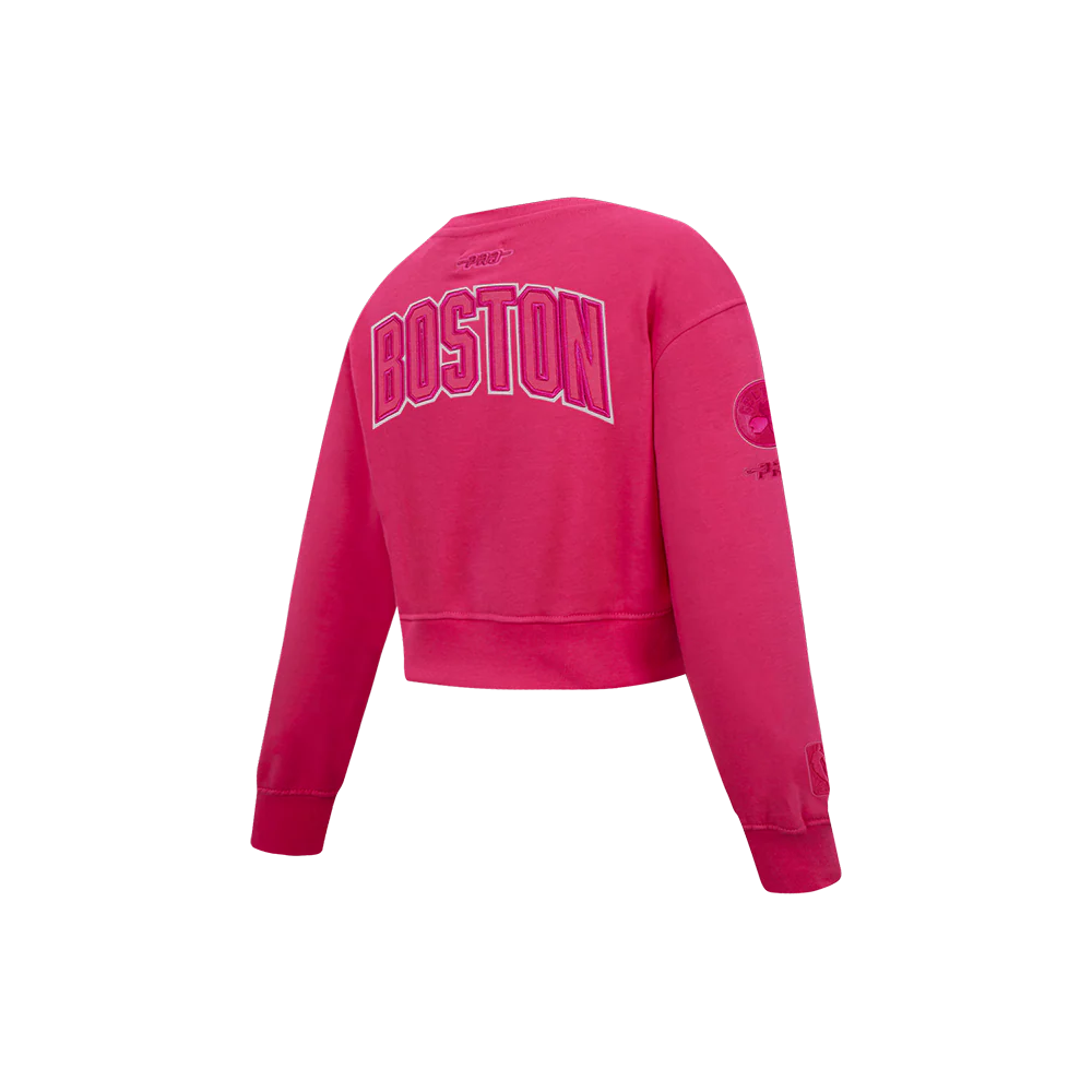 NBA BOSTON CELTICS TRIPLE PINK LITTLE GIRLS FLEECE CREWNECK (BEETROOT PURPLE) - Image 4