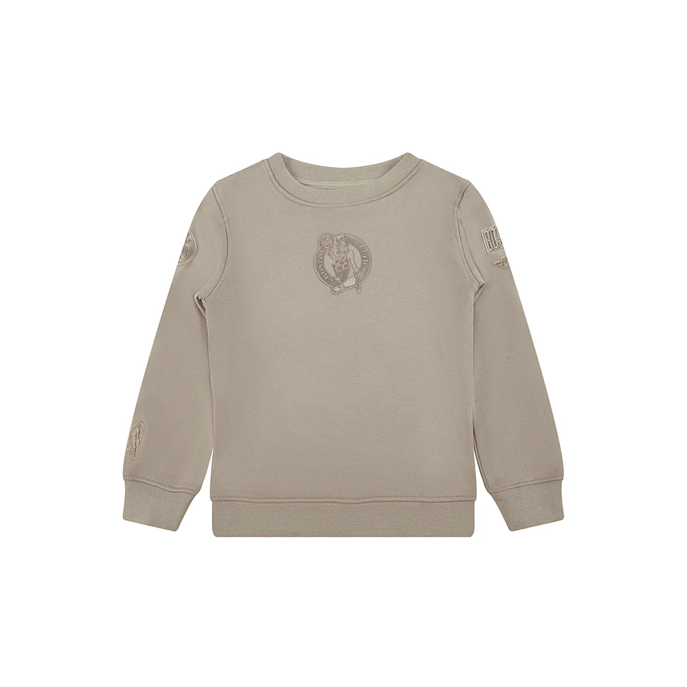 NBA BOSTON CELTICS NEUTRAL TODDLER BOYS FLEECE CREWNECK (TAUPE) - Image 3