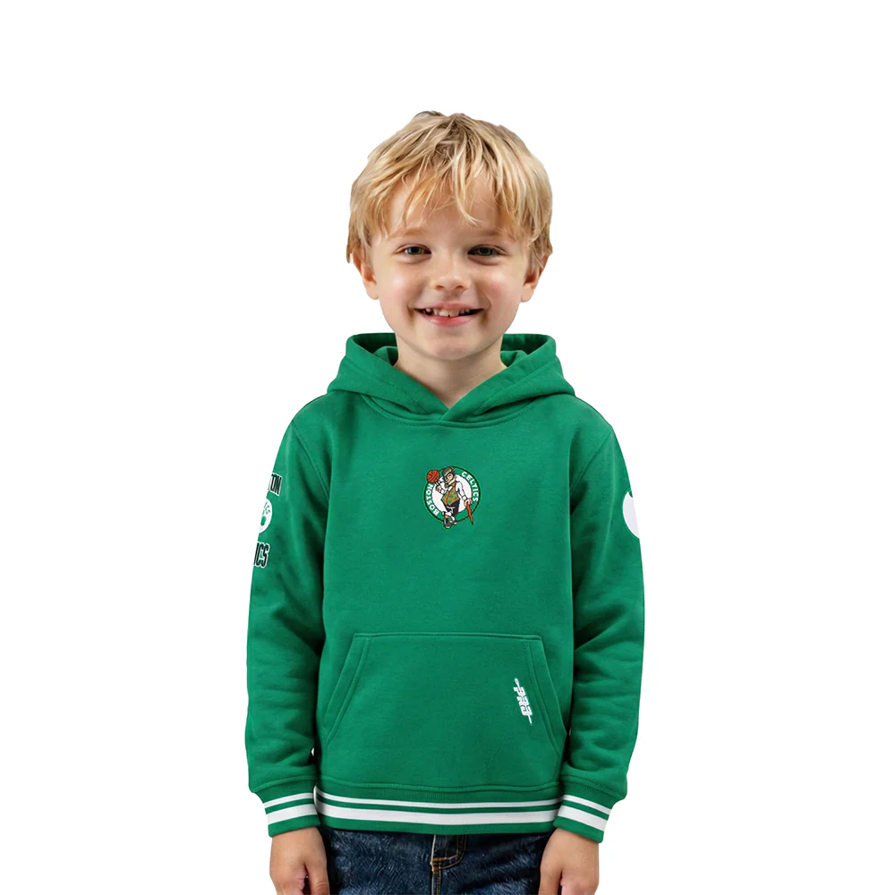 NBA BOSTON CELTICS RETRO CLASSIC TODDLER BOYS RIB FLEECE PULLOVER HOODIE (KELLY GREEN)