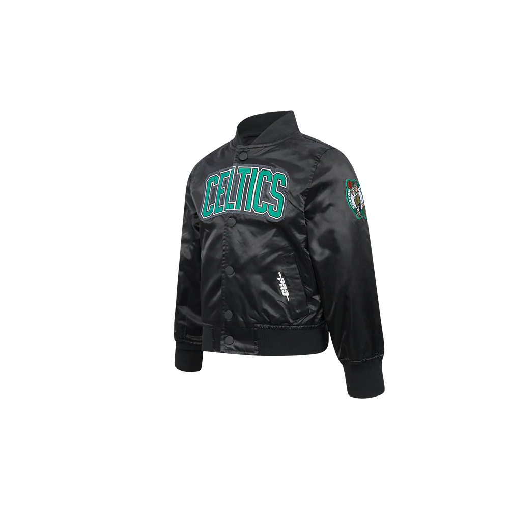 NBA BOSTON CELTICS CLASSIC TODDLER BOYS SATIN JACKET (BLACK) - Image 2