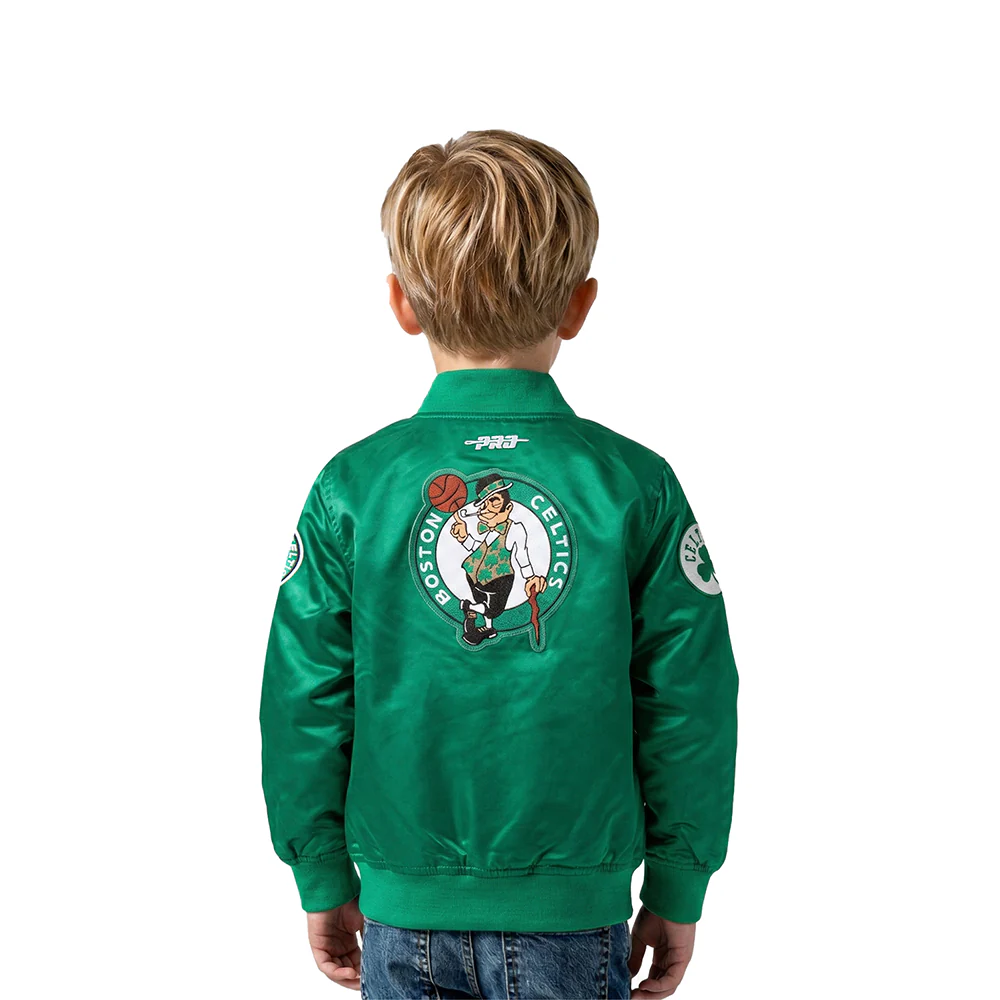 NBA BOSTON CELTICS CLASSIC UNISEX TODDLER BOYS SATIN JACKET (KELLY GREEN) - Image 2