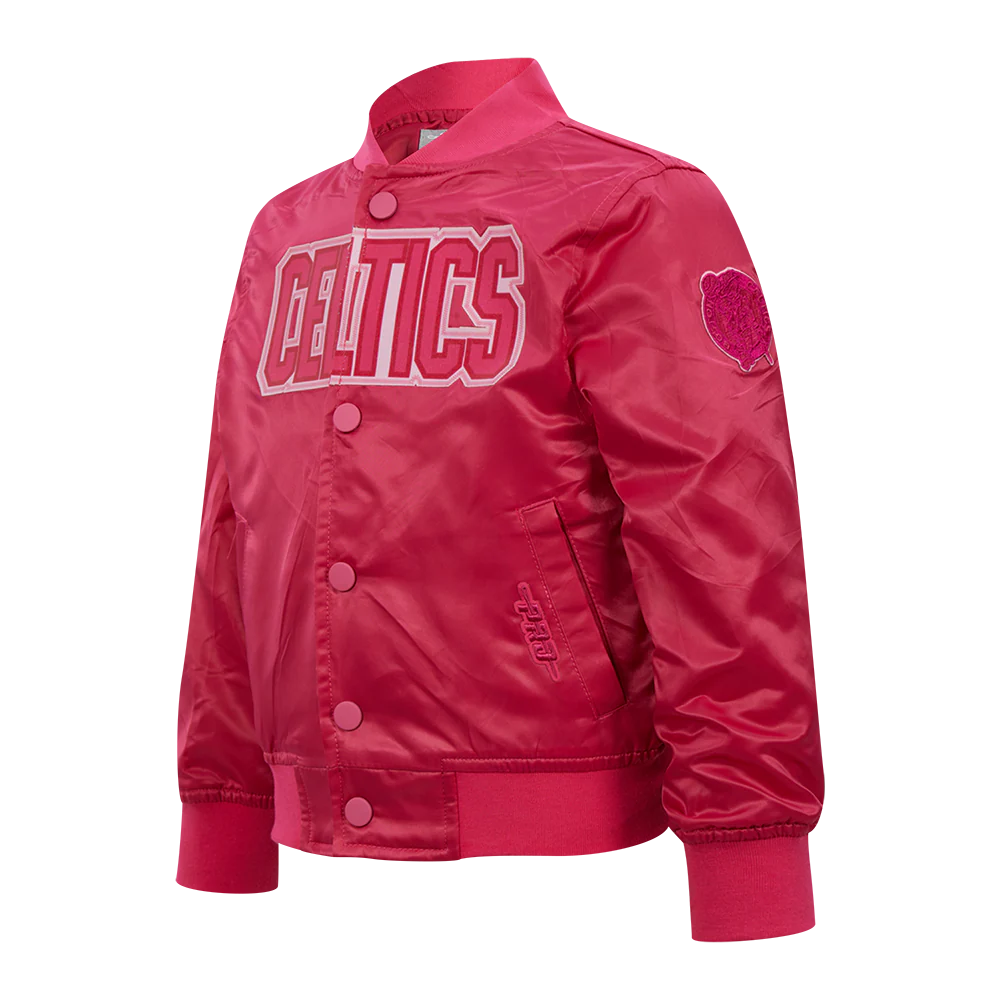NBA BOSTON CELTICS TRIPLE PINK TODDLER GIRLS SATIN JACKET (BEETROOT PURPLE) - Image 2