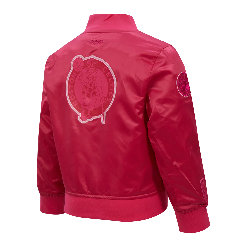NBA BOSTON CELTICS TRIPLE PINK TODDLER GIRLS SATIN JACKET (BEETROOT PURPLE) - Image 4