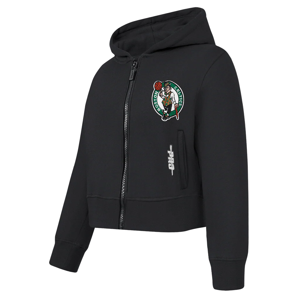 NBA BOSTON CELTICS CLASSIC TODDLER GIRLS FLEECE FULL ZIP HOODIE  (BLACK) - Image 2