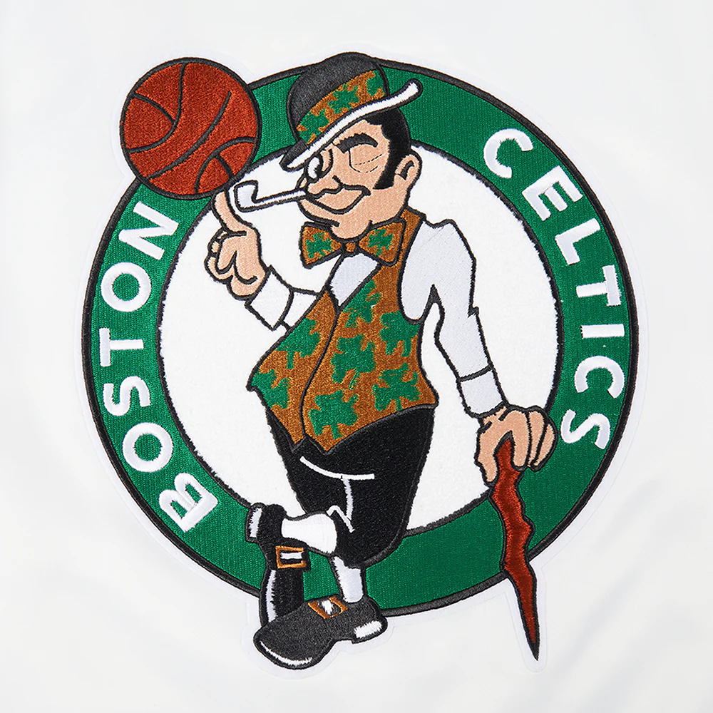NBA BOSTON CELTICS RETRO CLASSIC WOMEN'S RIB SATIN JACKET (WHITE/GREEN) - Image 5