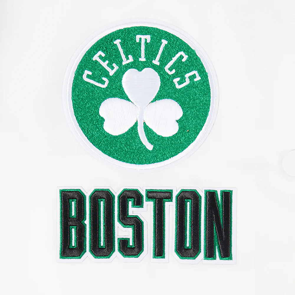 NBA BOSTON CELTICS RETRO CLASSIC WOMEN'S RIB SATIN JACKET (WHITE/GREEN) - Image 8