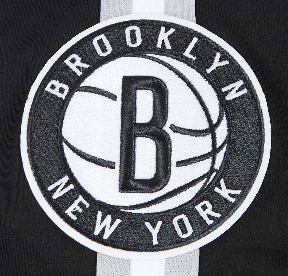 NBA BROOKLYN NETS CLASSIC MESH MEN'S SINGLE JERSEY STRIPED TEE (BLACK/GRAY) - Image 6