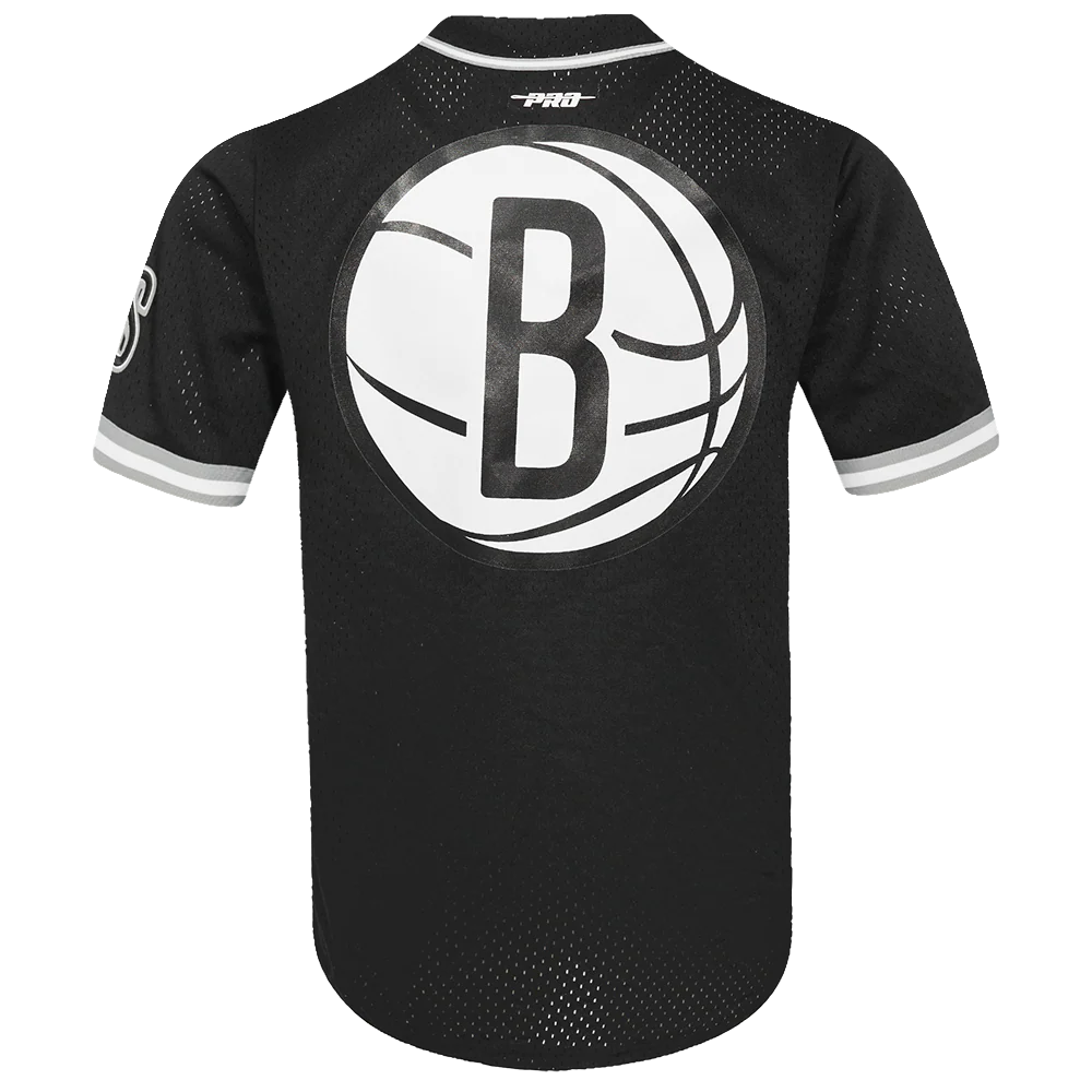 NBA BROOKLYN NETS CLASSIC MEN'S MESH BUTTON DOWN JERSEY (BLACK/GRAY) - Image 3