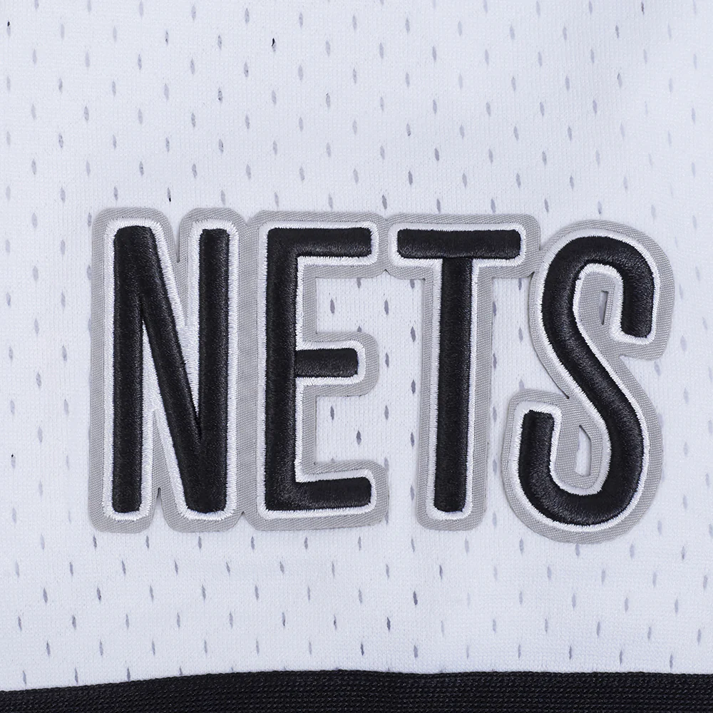 NBA BROOKLYN NETS CLASSIC MEN'S MESH BUTTON DOWN SHIRT (WHITE/BLACK/WHITE) - Image 8