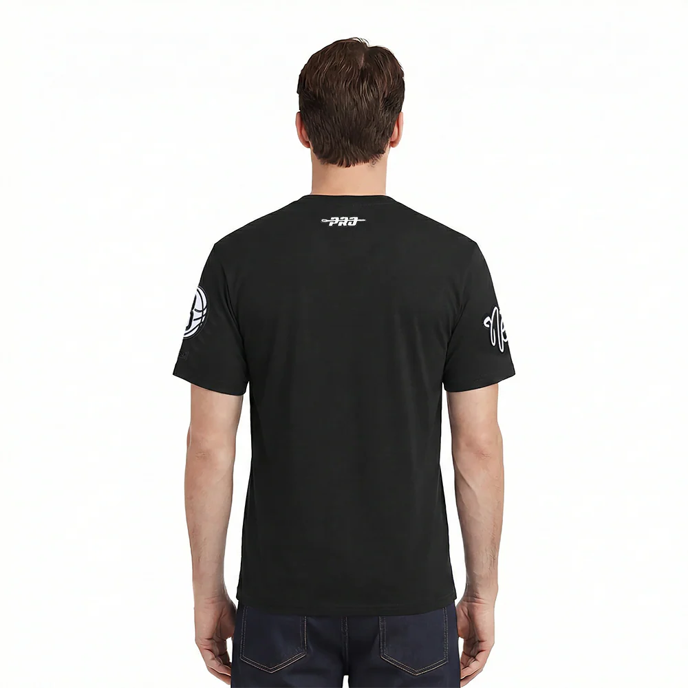 NBA BROOKLYN NETS CLASSIC CHENILLE MEN'S TEE (BLACK) - Image 2