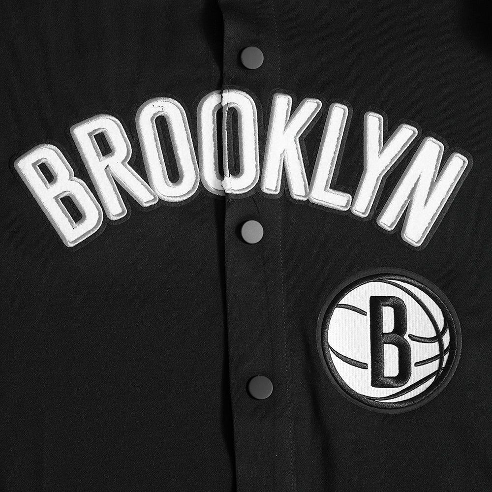 NBA BROOKLYN NETS CLASSIC MEN'S PRO SS DOUBLE KNIT JACKET  (BLACK/GRAY) - Image 5