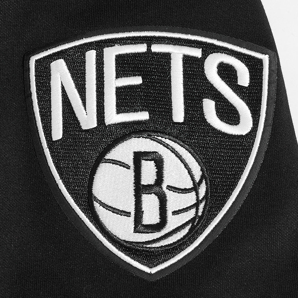 NBA BROOKLYN NETS CLASSIC MEN'S PRO SS DOUBLE KNIT JACKET  (BLACK/GRAY) - Image 7