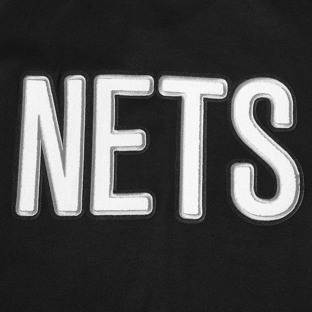 NBA BROOKLYN NETS CLASSIC MEN'S PRO SS DOUBLE KNIT JACKET  (BLACK/GRAY) - Image 8