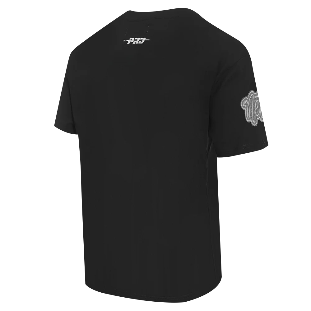 NBA BROOKLYN NETS REVERSE FRENCH TERRY MEN'S COTTON JERSEY DROP SHOULDER TEE (BLACK) - Image 4