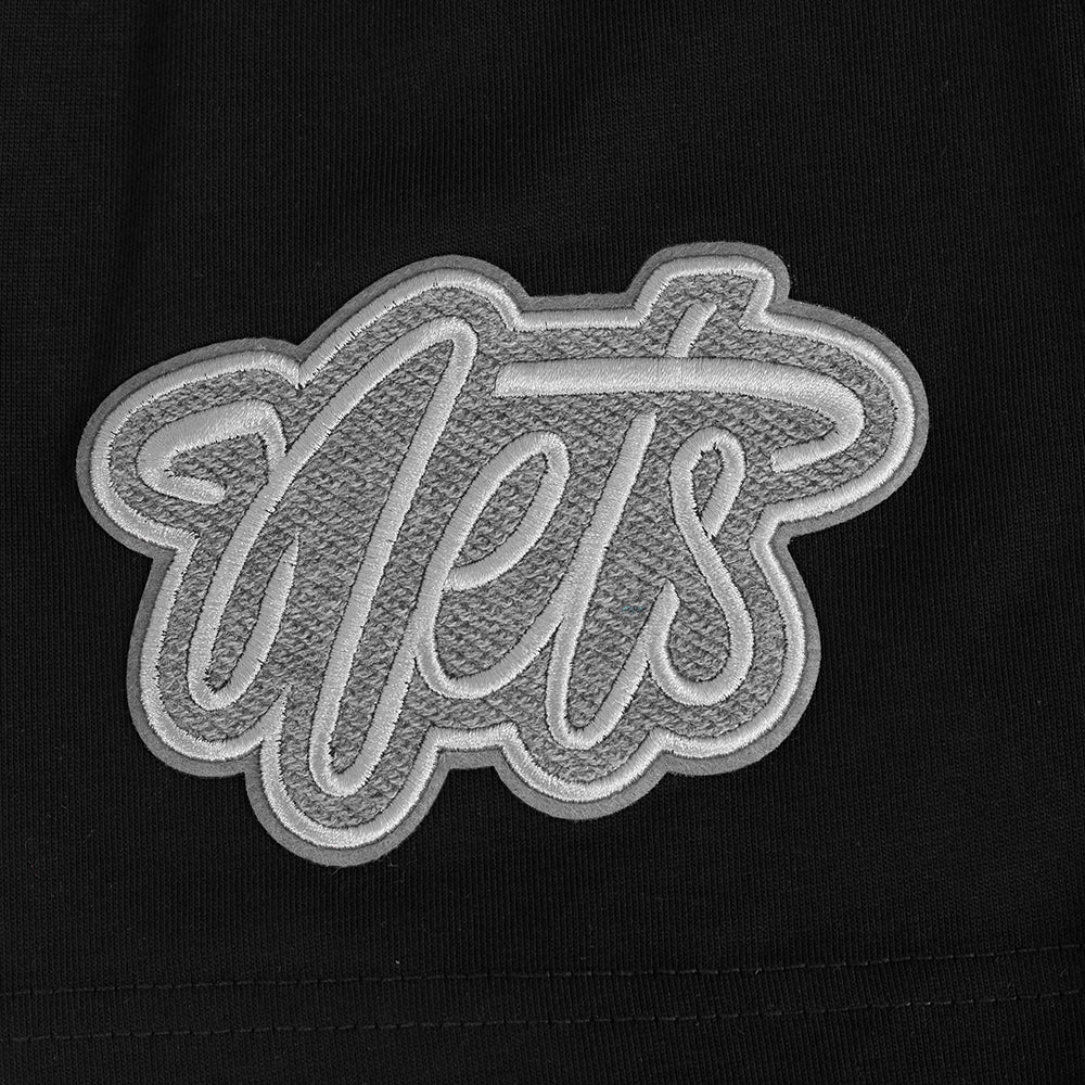 NBA BROOKLYN NETS REVERSE FRENCH TERRY MEN'S COTTON JERSEY DROP SHOULDER TEE (BLACK) - Image 6
