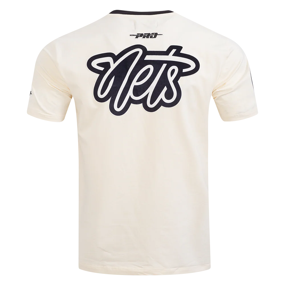 NBA BROOKLYN NETS RETRO CASCADE MEN'S RINGER TEE (EGGSHELL/ BLACK) - Image 3