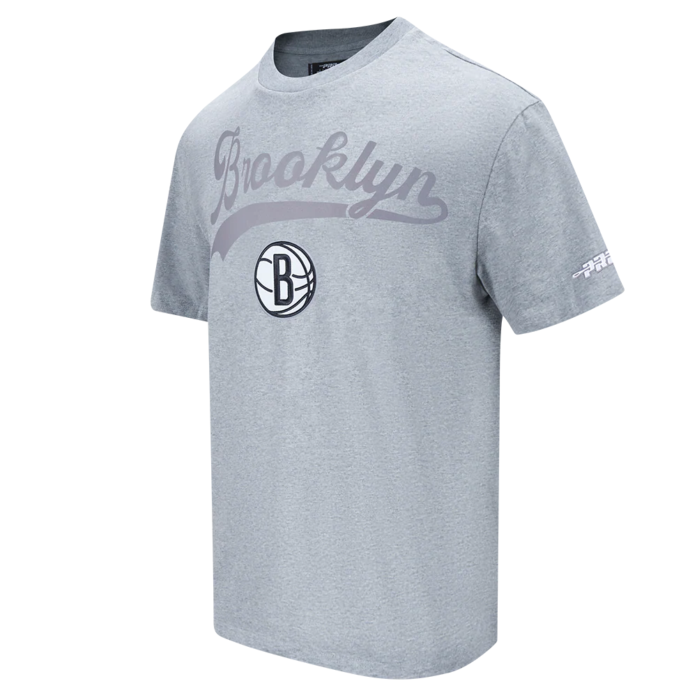 NBA BROOKLYN NETS LIVING LARGE MEN'S CJ DROP SHOULDER TEE (DARK HEATHER GRAY) - Image 3
