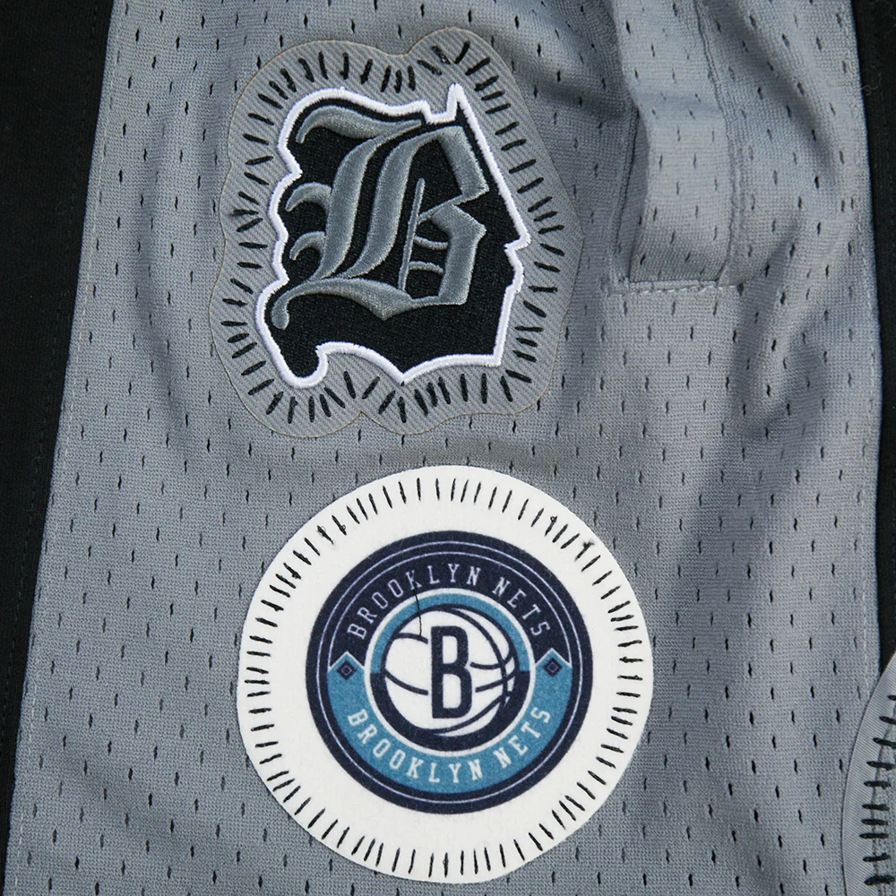 NBA BROOKLYN NETS DIY PICK STITCH MEN'S DOUBLE KNIT 2.0 SHORT (BLACK/GREY/WHITE) - Image 8