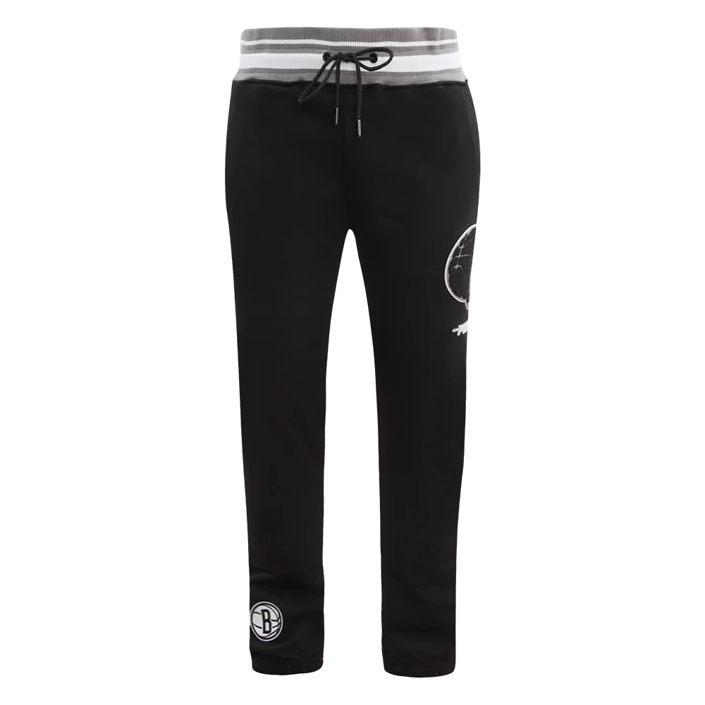 NBA BROOKLYN NETS MASHUP MEN'S RIB SWEATPANT (BLACK/GRAY) - Image 2