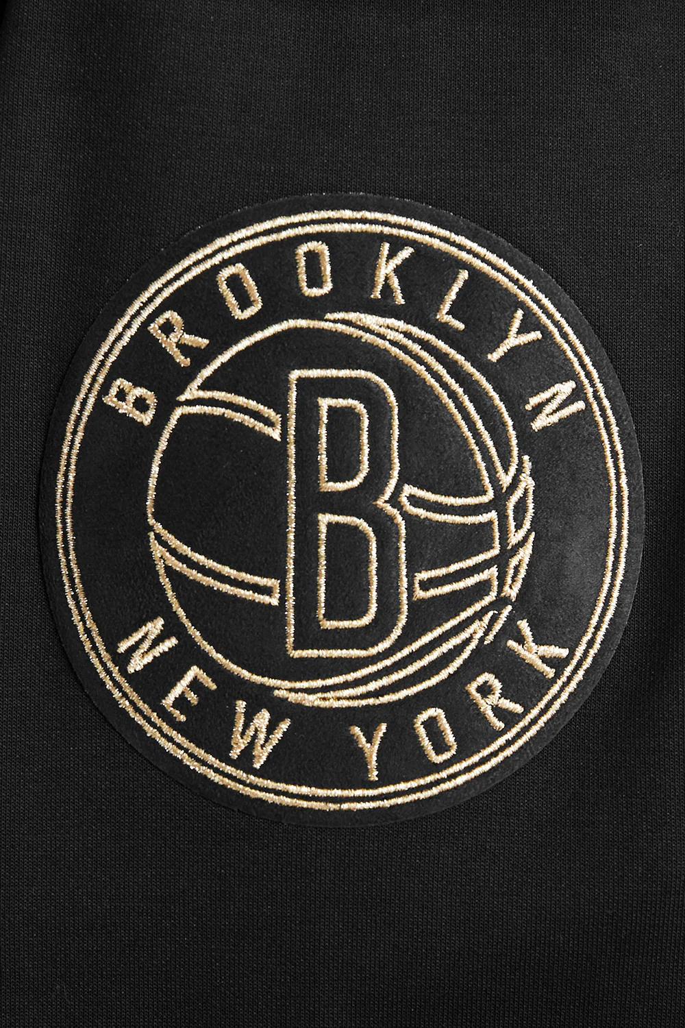 NBA BROOKLYN NETS BLACK & GOLD DOUBLE KNIT MEN'S FULL ZIP PULLOVER HOODIE (BLACK) - Image 7