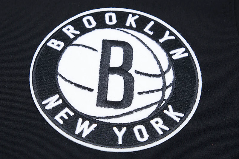 NBA BROOKLYN NETS CLASSIC CHENILLE MEN'S PULLOVER HOODIE (BLACK) - Image 5