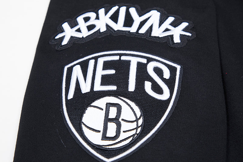 NBA BROOKLYN NETS CLASSIC CHENILLE MEN'S PULLOVER HOODIE (BLACK) - Image 6
