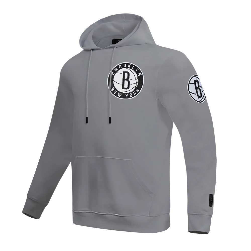 NBA BROOKLYN NETS CLASSIC CHENILLE MEN'S PO HOODIE (GRAY) - Image 2