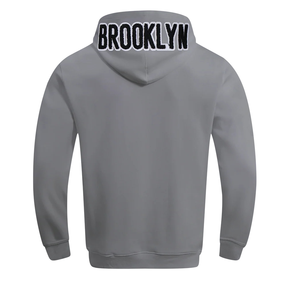 NBA BROOKLYN NETS CLASSIC CHENILLE MEN'S PO HOODIE (GRAY) - Image 3