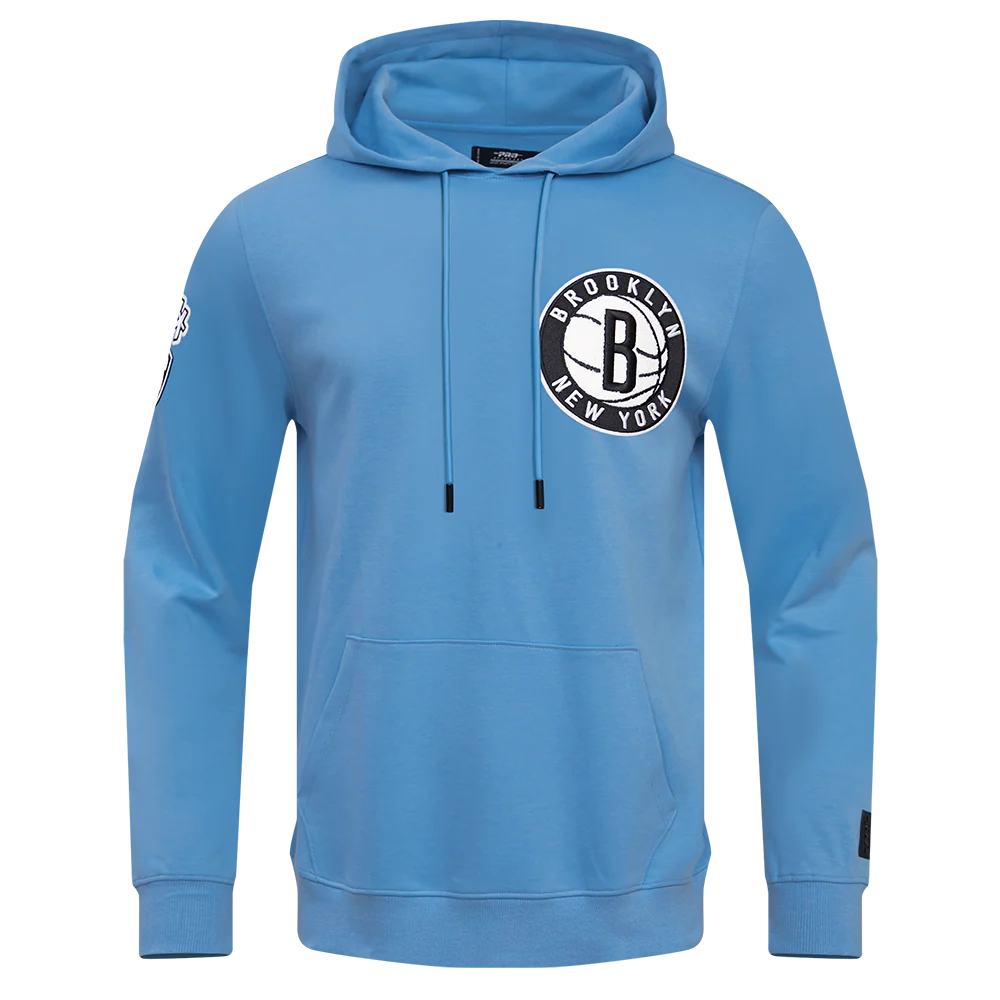 NBA BROOKLYN NETS CLASSIC CHENILLE MEN'S PULLOVER HOODIE (UNIVERSITY BLUE)