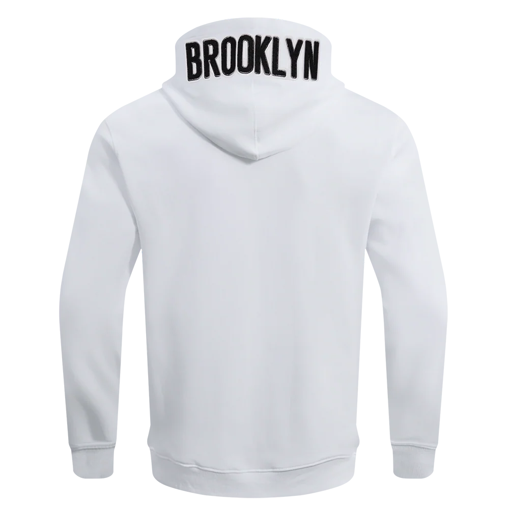 NBA BROOKLYN NETS CLASSIC CHENILLE MEN'S PULLOVER HOODIE (WHITE) - Image 4