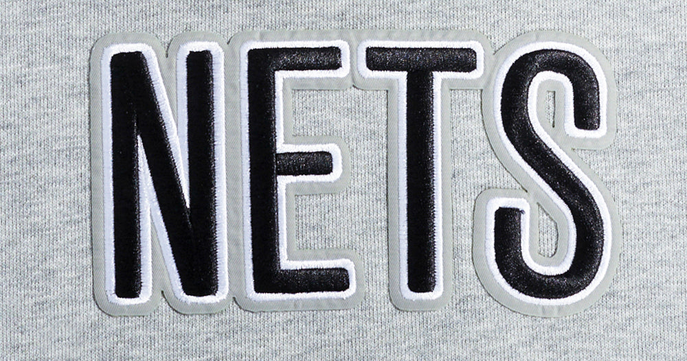 NBA BROOKLYN NETS OLD ENGLISH LOGO MEN'S HOODIE (HEATHER GREY) - Image 5