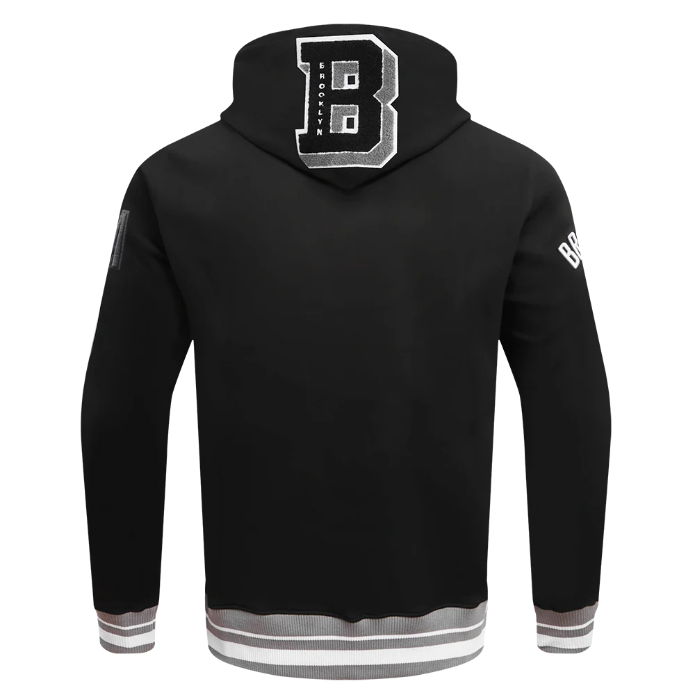 NBA BROOKLYN NETS MASHUP MEN'S RIB PULLOVER HOODIE (BLACK/GRAY) - Image 4
